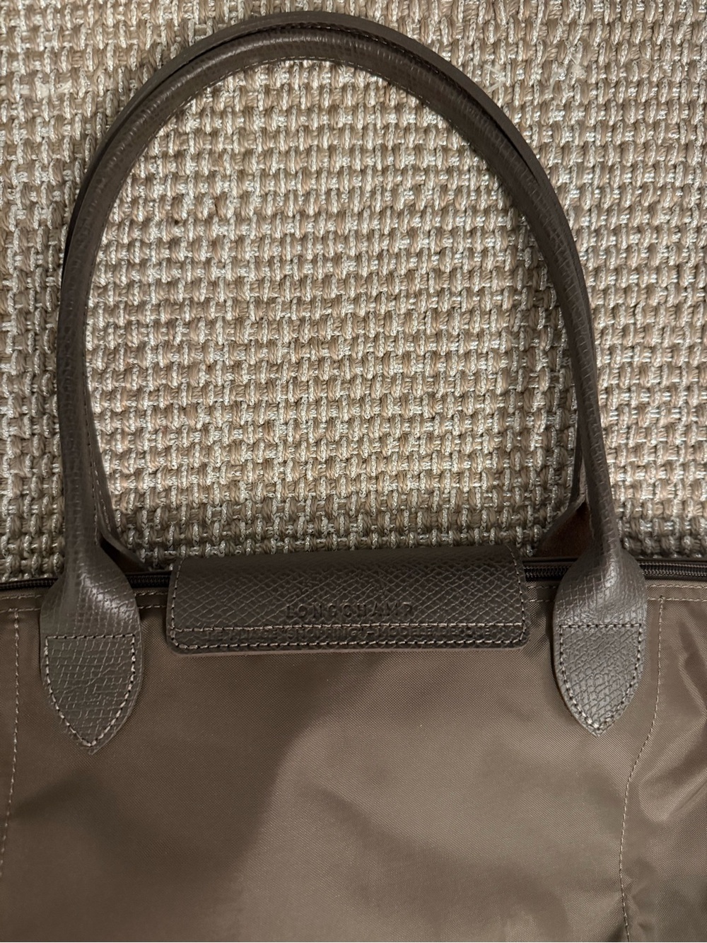 Longchamp Brown Nylon Tote with Leather Trim - Picture 3 of 7
